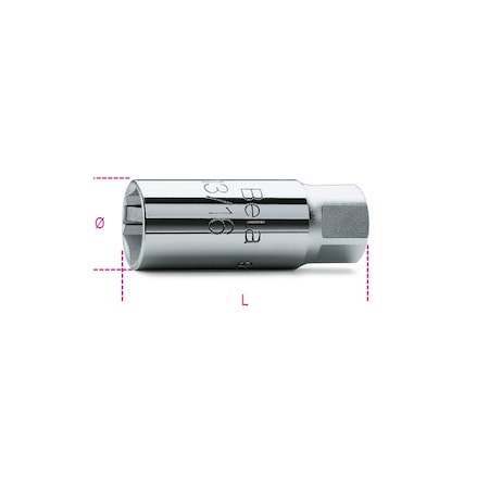 Beta 956E 3/8 in Sqaure Drive, 6-Point Spark Plug Socket, 20.8mm, 13/16 in 009560022